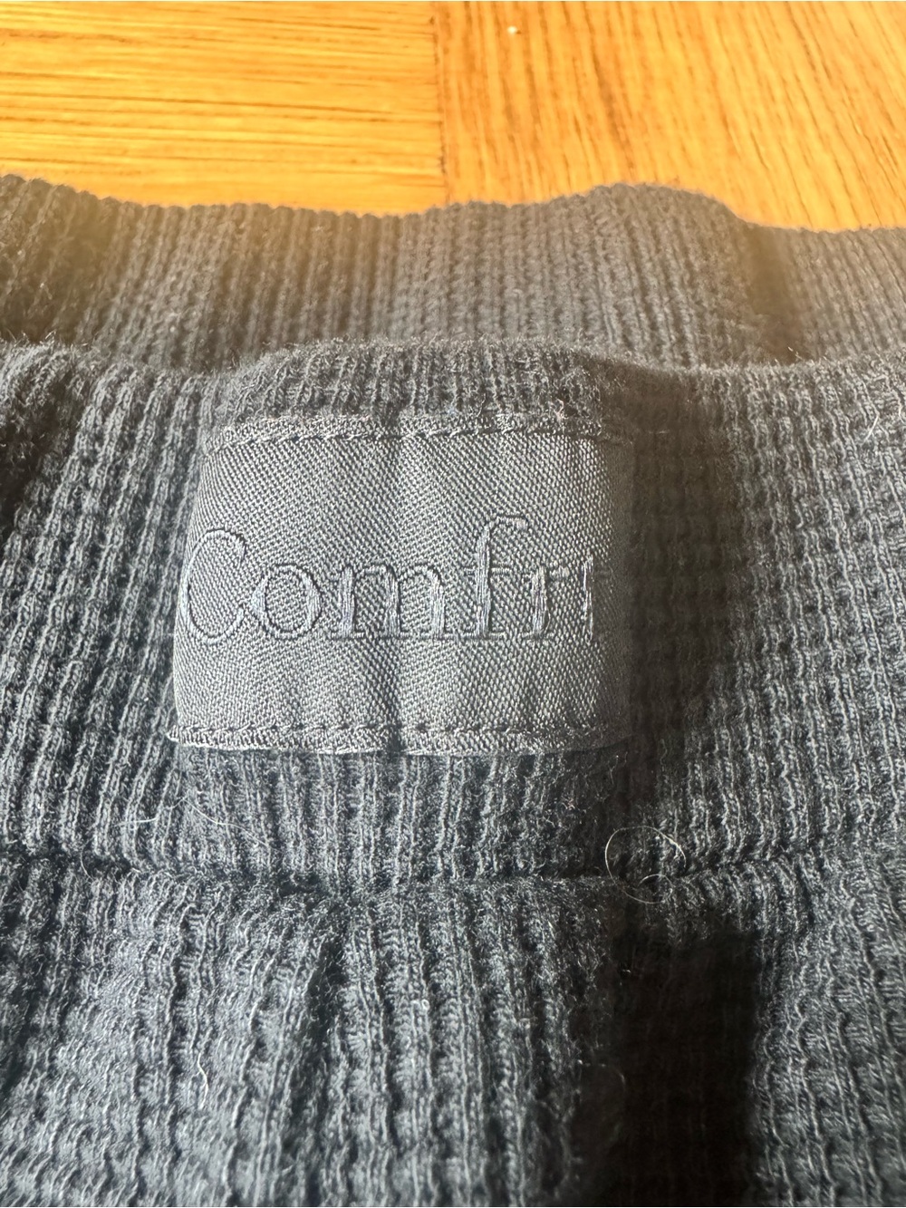 Comfrt Waffle Knit Lounge Pants XL Pajama Cozy Casual Black Elastic Waist - Picture 5 of 8